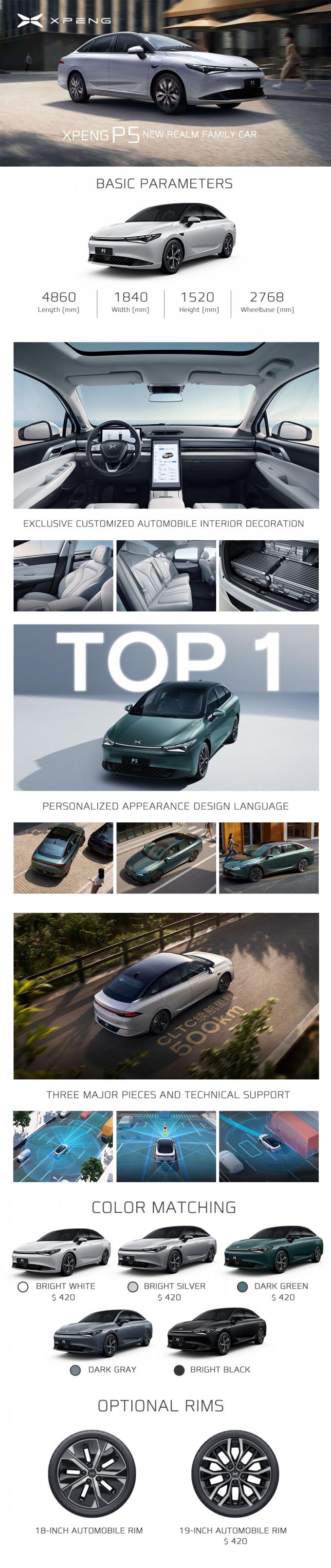 Compact Sedan Xiaopeng P5 Electric Car 2024 FWD LFP Battery 5 Door 5 Seat 0